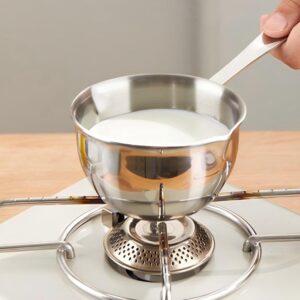 Stainless Steel Butter Warmer, Milk Warmer Pot with Pour Spouts Mini Chocolate Melting Pot for Coffee Tea Soup Warming