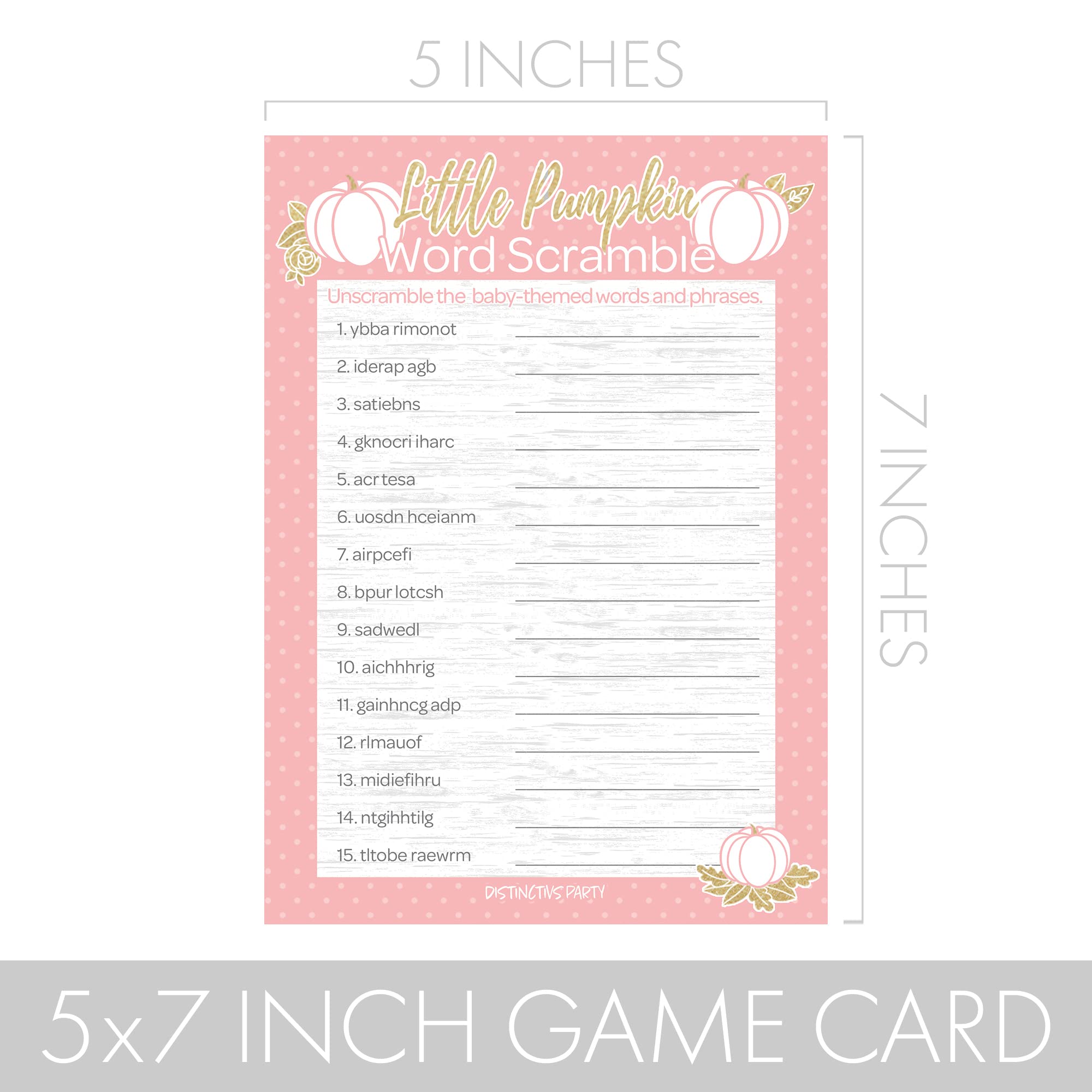 DISTINCTIVS Pink Little Pumpkin Girl Baby Shower - What's On Your Phone and Word Scramble (2 Game Bundle) - 20 Dual Sided Cards