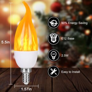 MyoGrip E12 LED Flame Light Bulbs, 3 Modes Flickering Light Bulbs, Candelabra Candle Fire Light Bulb for Home Party Patio Indoor Outdoor Halloween Decorations (8 Pack)