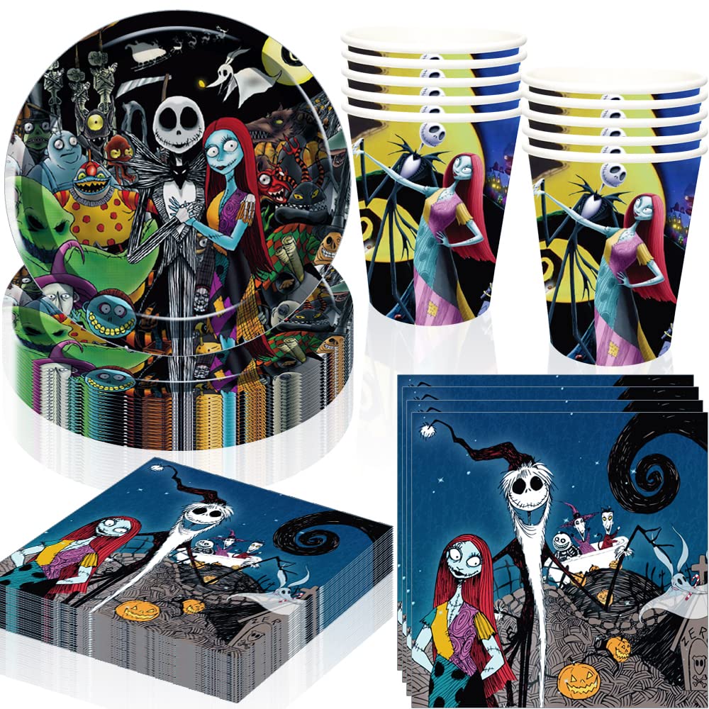 Nightmare Christmas Party Supplies Jack Sally Party Favors Nightmare Christmas Tableware Includes Cups Plates Napkins for Halloween Decor