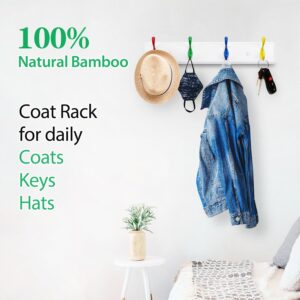 Wall Mount Coat Rack, Kids Mounted Organizer for Closet, Bathroom, Bedroom, Entryway, Hallway, Foyer, Heavy Duty Double Hooks Hanging Towels, Hats, Bags, Backpacks, Jackets, Keys (Mix4, 4 Hooks)