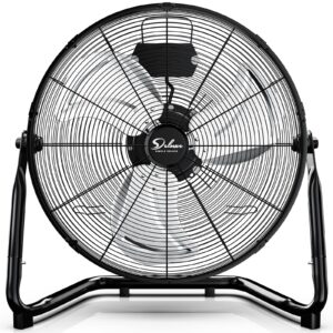 simple deluxe 20 inch 3-speed high velocity heavy duty metal industrial floor fans , black, 20"