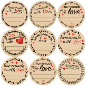 500Pcs Homemade with Love Stickers with Lines Jar Canning Labels for Baked Packaging Cookie Bags Roll 2”