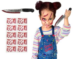 halloween knife prop chuckys tattoo halloween scars fake stitches chuckys makeup kit fake knife toy face scars temporary tattoo chuckys costume accessories