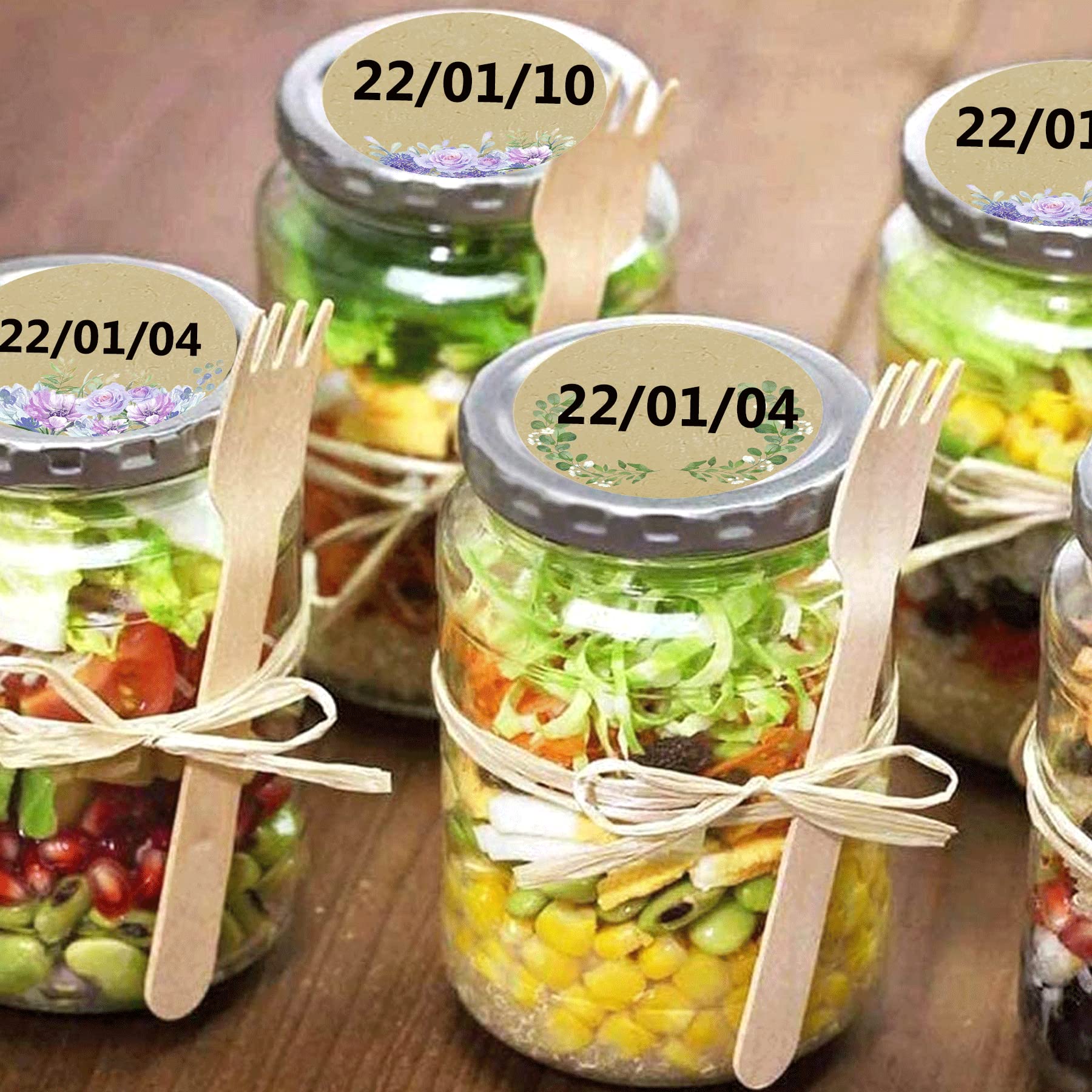 Dissolvable Canning Labels for Mason Jars 1.5 Inch Kraft Floral Dissolvable Food Labels for Containers Jam Homemade Canning Jar Labels Sticker for Spice,Food Containers,Pantry Kitchen Storage 200 Pcs