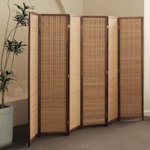 furnnylane 6 panel room divider and folding screen room divider,bamboo room divider for room separation,67" h x 92.1" w