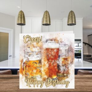 Stuff4 Beer Birthday Cards for Men - Cheers! - Happy Birthday Card for Dad Brother Son Grandpa Grandson Uncle Friend, Mens Birthday Gifts, 5.7 x 5.7 Inch Greeting Cards Gift Male Birthday Cards