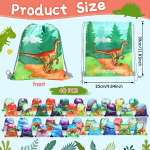 40 Pack Dinosaur Party Supplies Favor Drawstring Bags for Kids Birthday Gift Bags Dino Theme Party Favor Bags Dino Backpack Bag Treat Goodie Candy Bags for Boy Girl Baby Shower School Travel, 20 Style