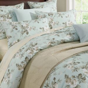 Brandream 5PC French Country Garden Toile Floral Duvet Cover Queen Size with 4 Packs Standard Size Pillowcases Set