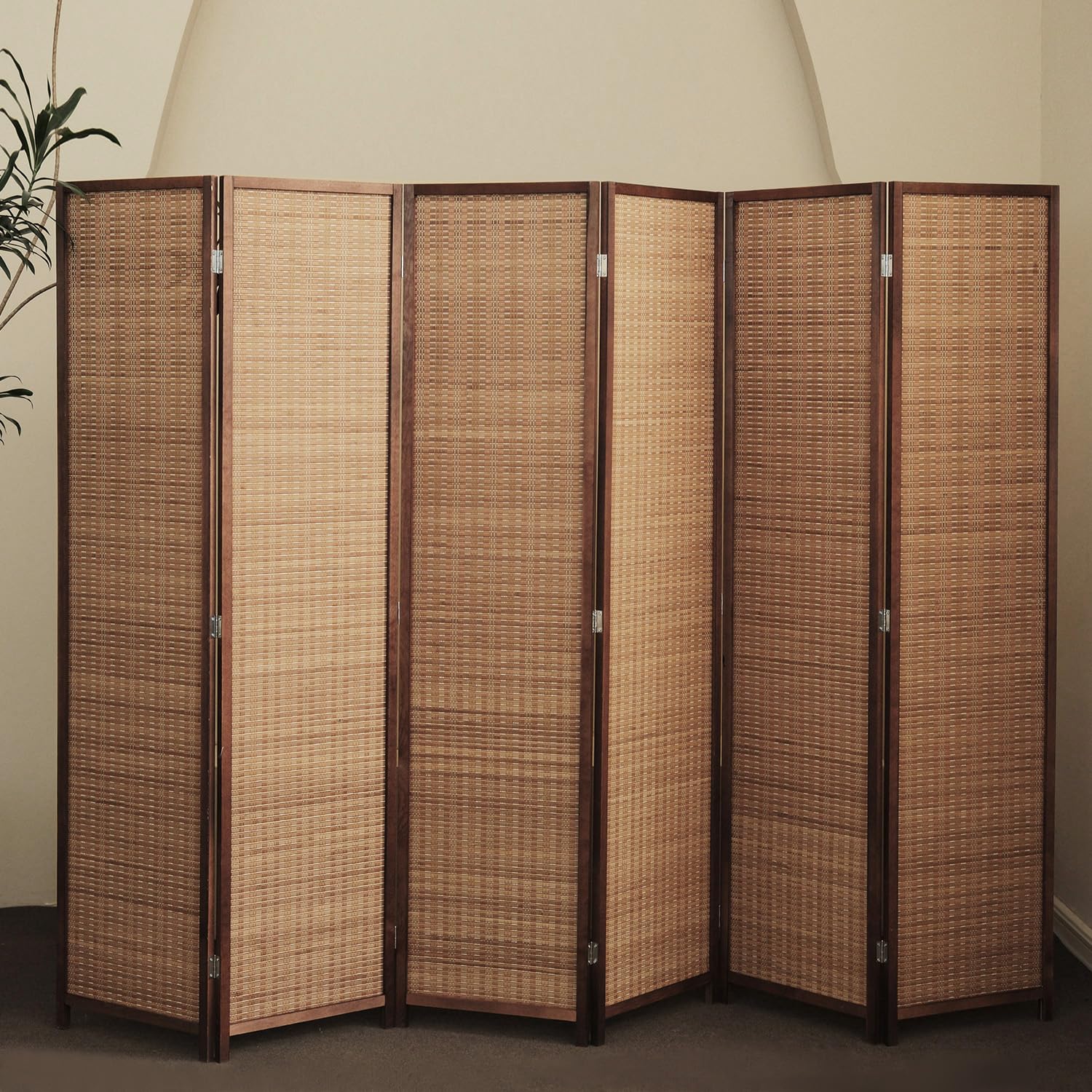 Furnnylane 6 Panel Room Divider and Folding Screen Room Divider,Bamboo Room Divider for Room Separation,67" H x 92.1" W