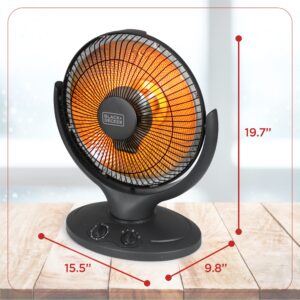 BLACK+DECKER Portable Heater for Rooms up to 161 Sq. Ft., Oscillating Space Heater & Heater for Bedroom with Overheat Protection, Small Heater with Timer & Manual Controls