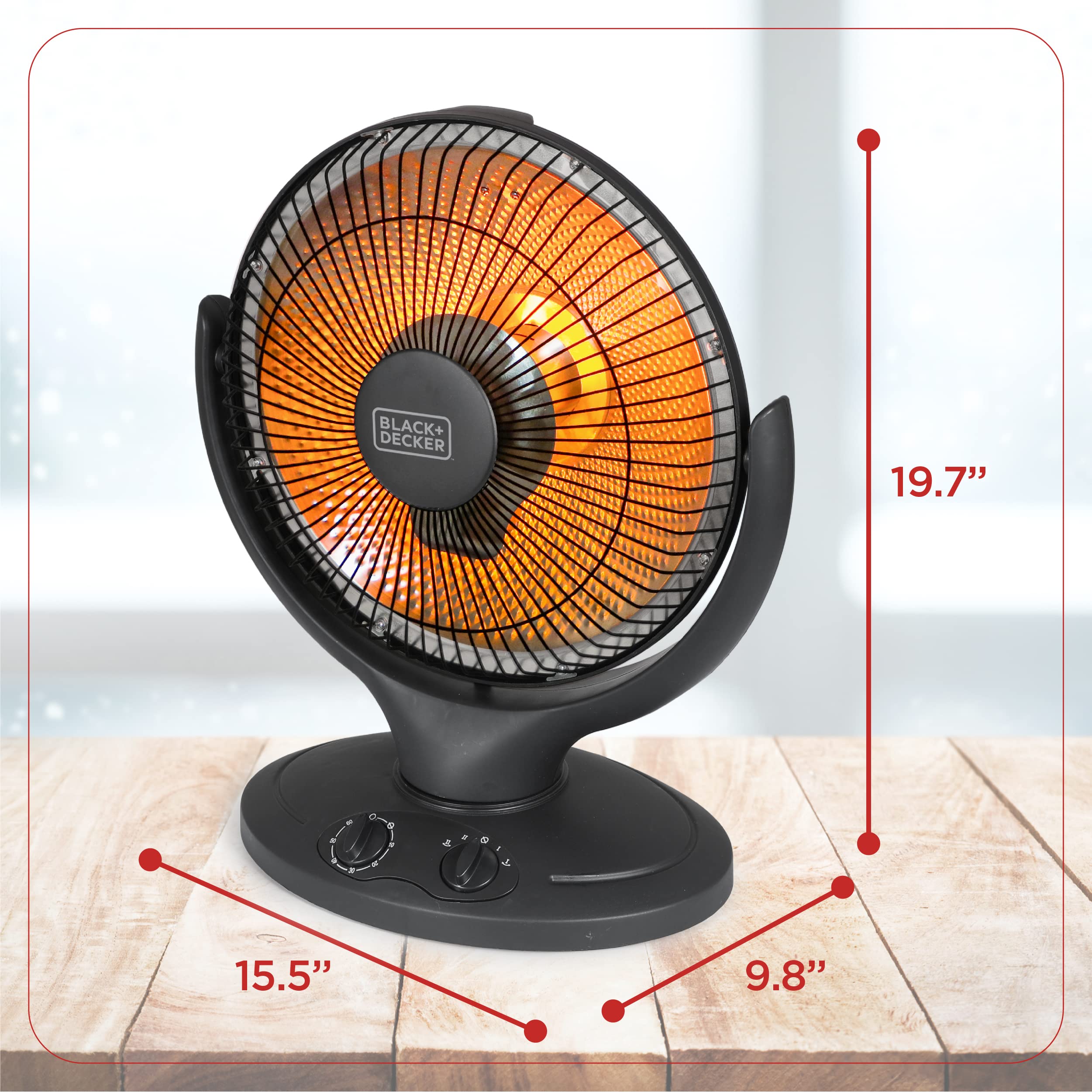 BLACK+DECKER Portable Heater for Rooms up to 161 Sq. Ft., Oscillating Space Heater & Heater for Bedroom with Overheat Protection, Small Heater with Timer & Manual Controls