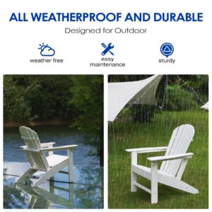 OTSUN Adirondack Chair, Large Lawn Chairs with 350 Lbs Weight Capacity, HDPE Outdoor Chairs Weather Resistant for Patio, Porch, Garden, Swimming Pool, Deck, White