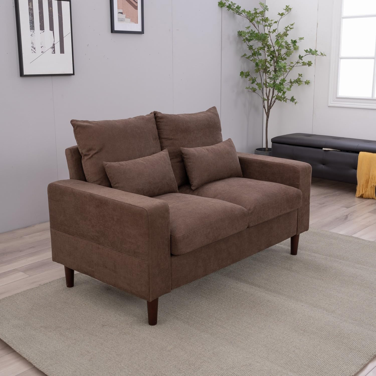 Panana Sofa Set for Living Room (Brown, Love Seat)