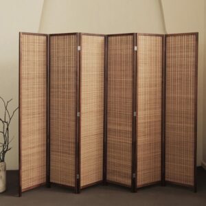 Furnnylane 6 Panel Room Divider and Folding Screen Room Divider,Bamboo Room Divider for Room Separation,67" H x 92.1" W