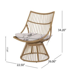 Outdoor Wicker High Back Lounge Chair (Set of 2) Brown Bohemian Eclectic Metal Cushion Included Water Resistant