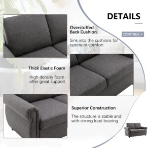 Merax 57.9" Loveseat Sofa Couch with Pull Out Bed, 3 in 1 Convertible Line Fabric Sleeper Sofa Bed with 2 USB Ports, and Twin Size Memory Mattress for Apartment, Office, Living Room (Grey)