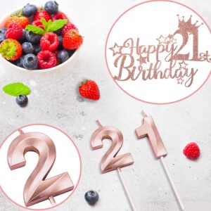 21st Birthday Decorations For Her ZJDZTK,Including Rose Gold 21st Birthday Sash,Crown,Cake Topper,Digital Candles,Balloons Set,Accompanying Birthday Card And Beautiful Gift Box