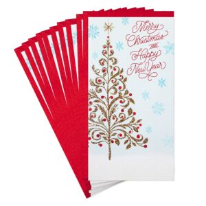 hallmark pack of christmas money or gift card holders, gold glitter christmas tree (10 cards with envelopes), 41 (5xxh2326)