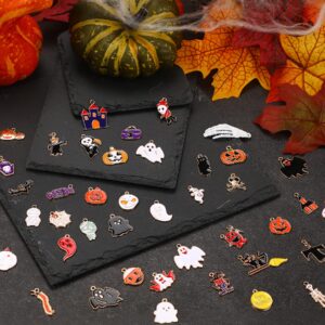 SANNIX 110Pcs Halloween Charms Gold Enamel Jewelry Making Charms for Halloween Bracelet Necklace Making and Decoration