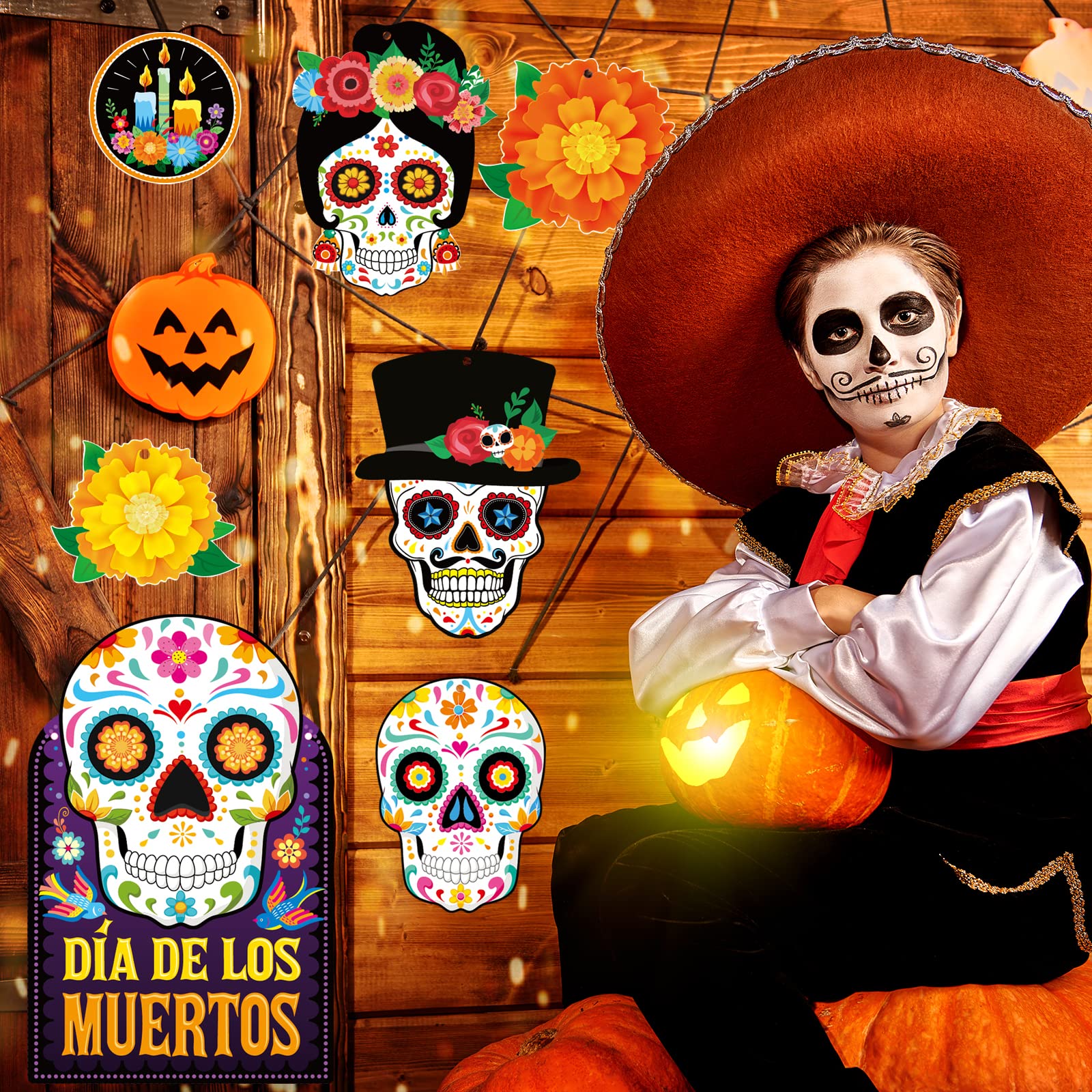 Dia De Los Muertos Decor Day of The Dead Decorations Dia De Los Muertos Sign Day of The Dead Decor Sugar Skull Cutouts Halloween Party Supplies, Set of 25