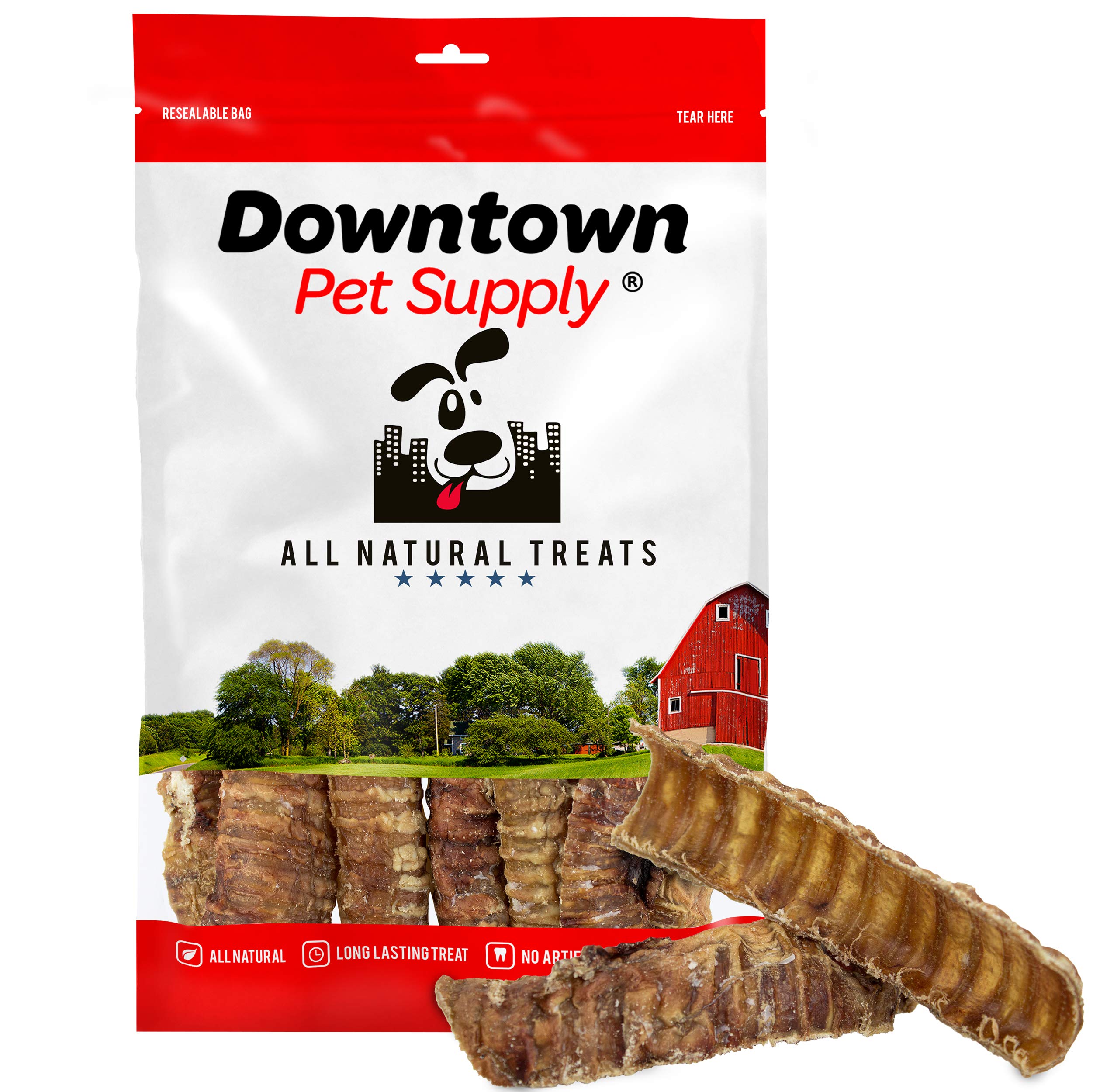 Downtown Pet Supply - Beef Trachea Dog Treats - Bully Sticks Alternative - Dog Dental Treats & Rawhide-Free Dog Chews - Glucosamine, Chondroitin, Protein, Vitamins & Minerals - 3in - 18Ct