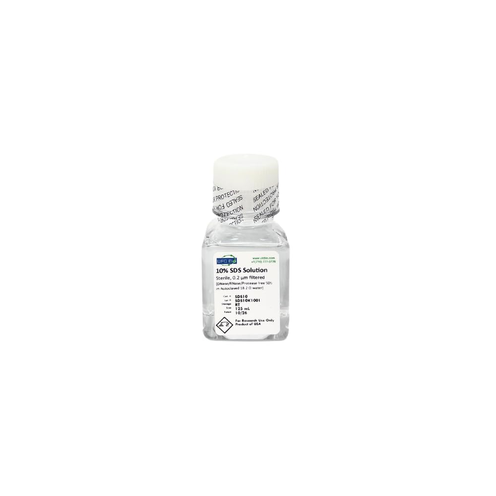 10% Sodium Dodecyl Sulfate (SDS) Solution - DNase/RNase/Protease Free SDS in Autoclaved 18.2 Ohm Deionized Water - 125mL