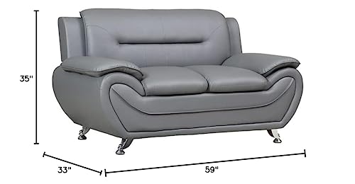 Kingway Furniture Ashely Faux Leather Living Room Loveseat - Gray