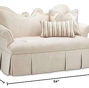 Michael Amini Lavelle Classic Pearl Traditional Velvet Settee in Ivory