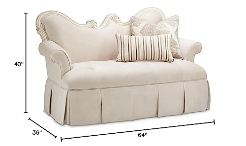 Michael Amini Lavelle Classic Pearl Traditional Velvet Settee in Ivory