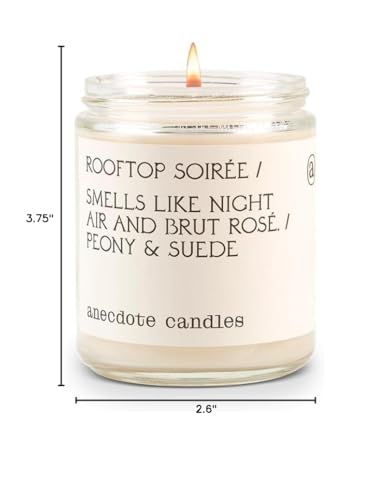 Anecdote Candles 'Rooftop Soiree' Coconut Soy Wax Candle Jar | Premium Hand Poured & Long Burning | Peony & Suede Scent | Phthalate-Free | for Home, Office, Gift - 7.8 Oz