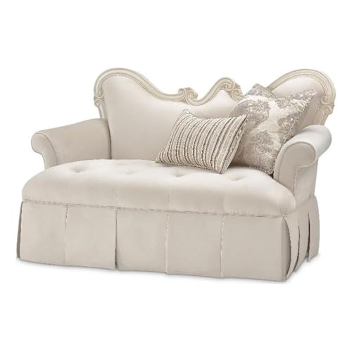 Michael Amini Lavelle Classic Pearl Traditional Velvet Settee in Ivory