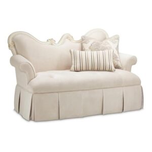 Michael Amini Lavelle Classic Pearl Traditional Velvet Settee in Ivory