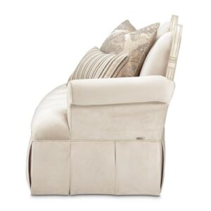 Michael Amini Lavelle Classic Pearl Traditional Velvet Settee in Ivory