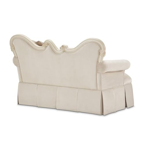 Michael Amini Lavelle Classic Pearl Traditional Velvet Settee in Ivory