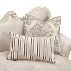 Michael Amini Lavelle Classic Pearl Traditional Velvet Settee in Ivory