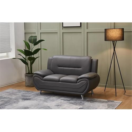 Kingway Furniture Ashely Faux Leather Living Room Loveseat - Gray