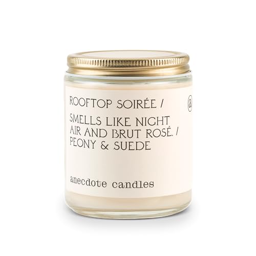 Anecdote Candles 'Rooftop Soiree' Coconut Soy Wax Candle Jar | Premium Hand Poured & Long Burning | Peony & Suede Scent | Phthalate-Free | for Home, Office, Gift - 7.8 Oz