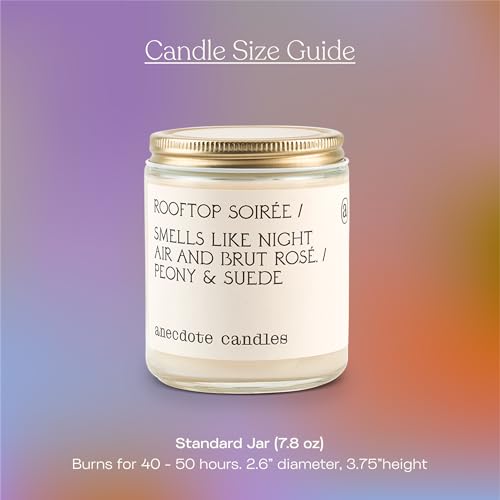 Anecdote Candles 'Rooftop Soiree' Coconut Soy Wax Candle Jar | Premium Hand Poured & Long Burning | Peony & Suede Scent | Phthalate-Free | for Home, Office, Gift - 7.8 Oz