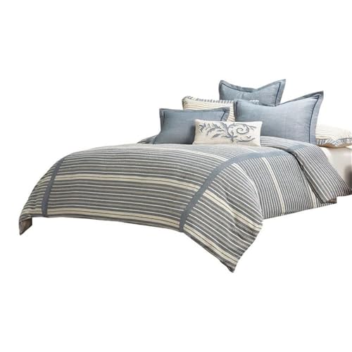 Michael Amini Mills 8-Piece Oversized Cotton King Duvet Set in Denim Blue