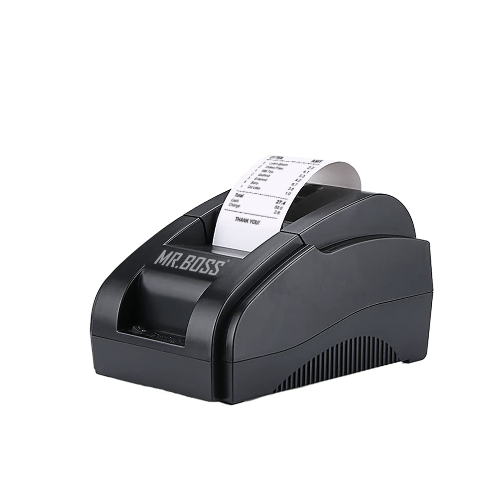 MRBOSS 2“ 58mm POS Cash Register Portable Thermal Receipt Printer with High Speed Printing USB+Bluetooth Interface for Supermarket Restaurant Retail Sales Kitchen Support Windows Android MAC