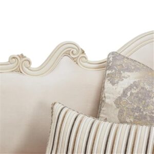 Michael Amini Lavelle Classic Pearl Traditional Velvet Settee in Ivory