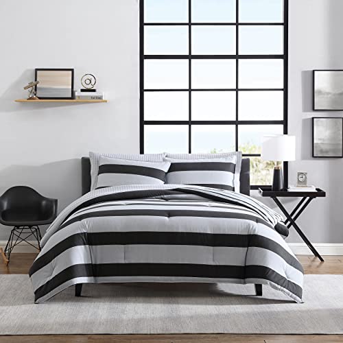 Nautica- Queen Duvet Cover Set, Cotton Reversible Bedding with Matching Sham(s), Designer Home Décor (Lawndale Grey, Queen)