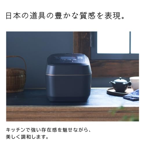 Hitachi RZ-W100FM K Rice Cooker, 5.5 Cups, Pressure & Steam IH, Fluffy Gozen, Jet Black, Made in Japan, Large Heat Power, Boiling Iron Pot, Steam Cut