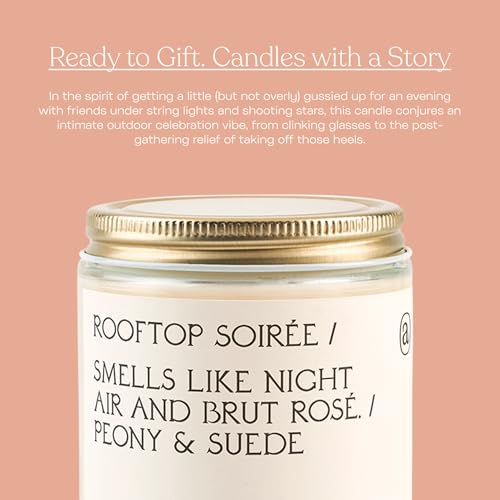 Anecdote Candles 'Rooftop Soiree' Coconut Soy Wax Candle Jar | Premium Hand Poured & Long Burning | Peony & Suede Scent | Phthalate-Free | for Home, Office, Gift - 7.8 Oz