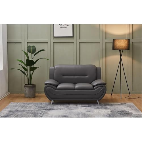 Kingway Furniture Ashely Faux Leather Living Room Loveseat - Gray