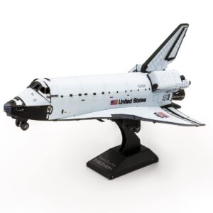 Metal Earth Fascinations Space Shuttle Discovery Color Version 3D Metal Model Kit Bundle with Tweezers