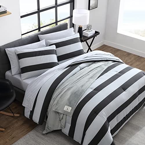 Nautica- Queen Duvet Cover Set, Cotton Reversible Bedding with Matching Sham(s), Designer Home Décor (Lawndale Grey, Queen)