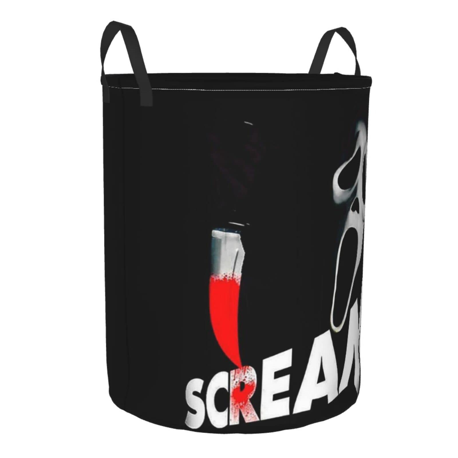 Movie Scream Theme Horror Dirty Clothes Laundry Hamper Durable Waterproof Polyester Laundrys Baskets With Handle Circular Foldable Storage Basket