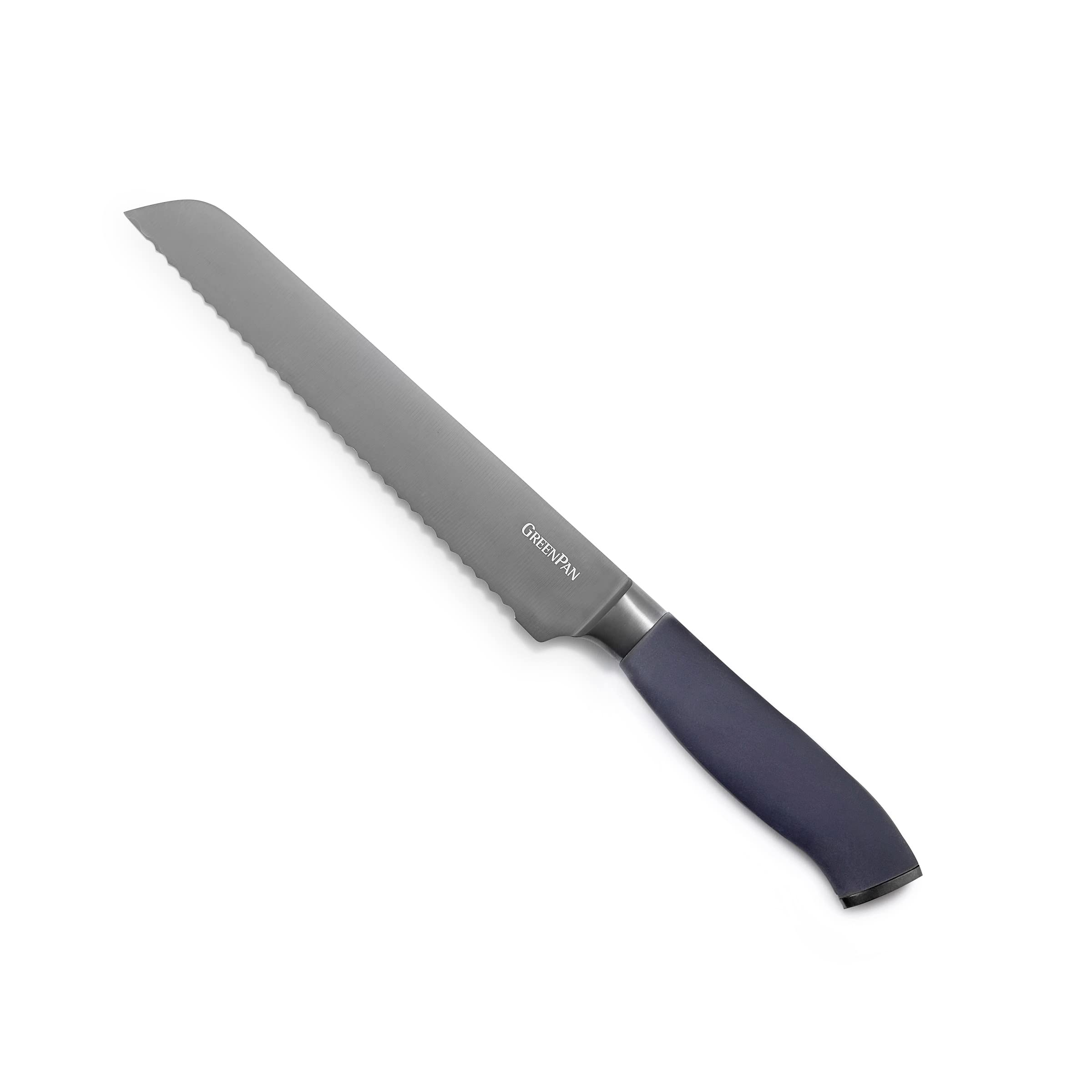 GreenPan Titanium 8" Bread Knife, Titanium Coated, Stainless Steel, Eco-friendly, Ergonomic Grip, Slip Resistant, Balanced, Heat Treated, Hand Sharpened, Dishwasher Safe